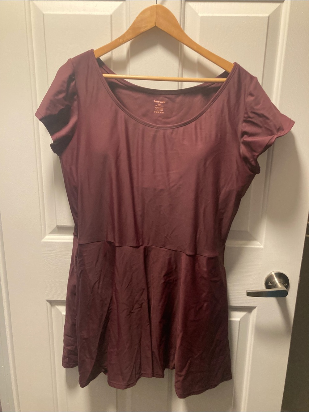 Scoop Neck One-Piece Swimdress in Burgundy